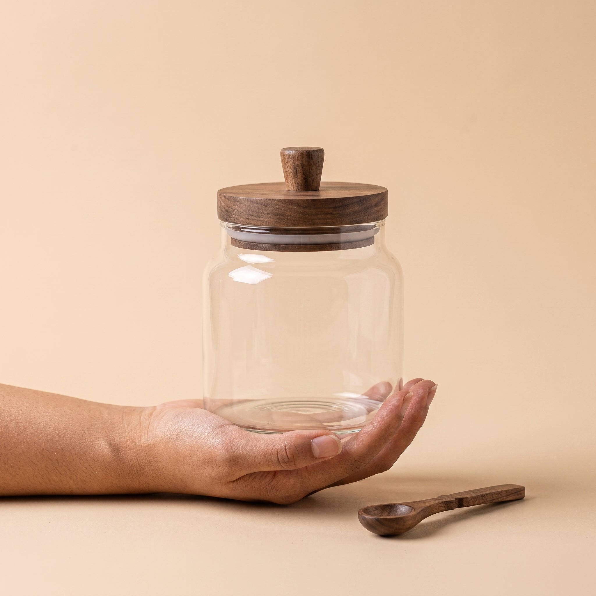 Glass Storage Jar with Wood Lid