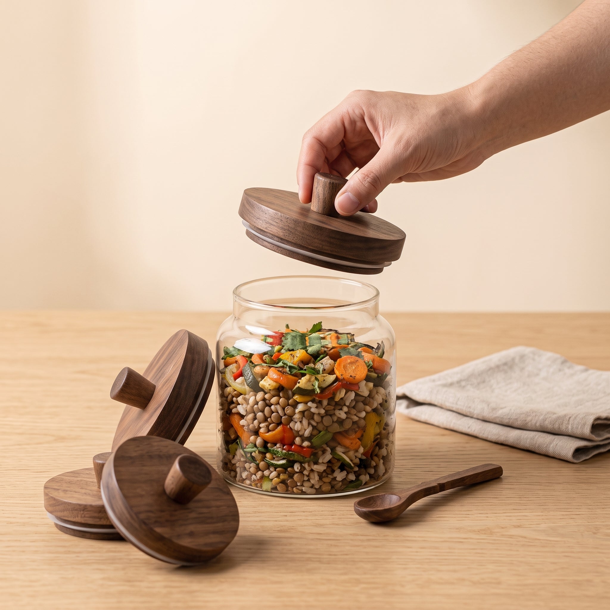 Glass Storage Jar with Wood Lid