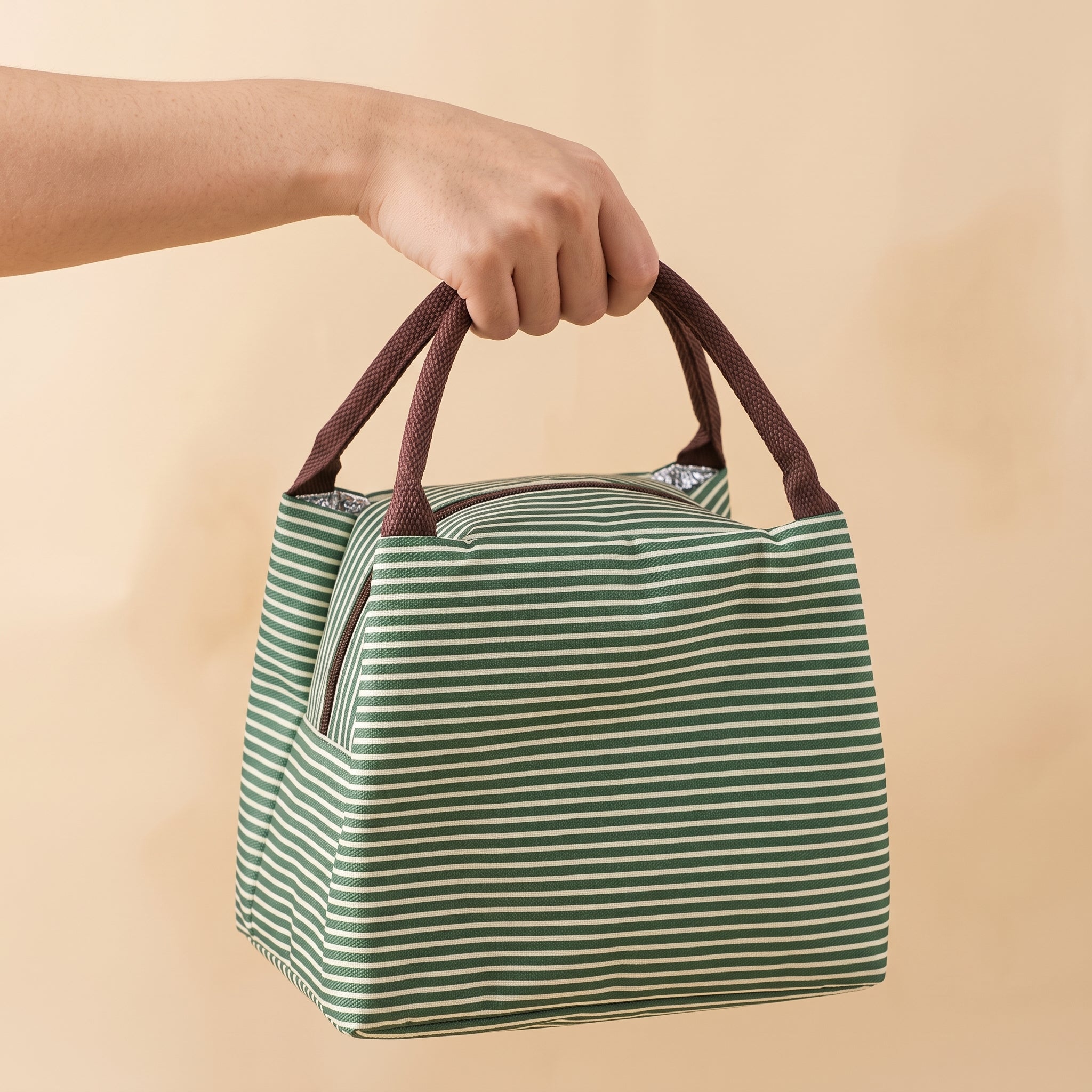Striped Insulated Lunch Bag