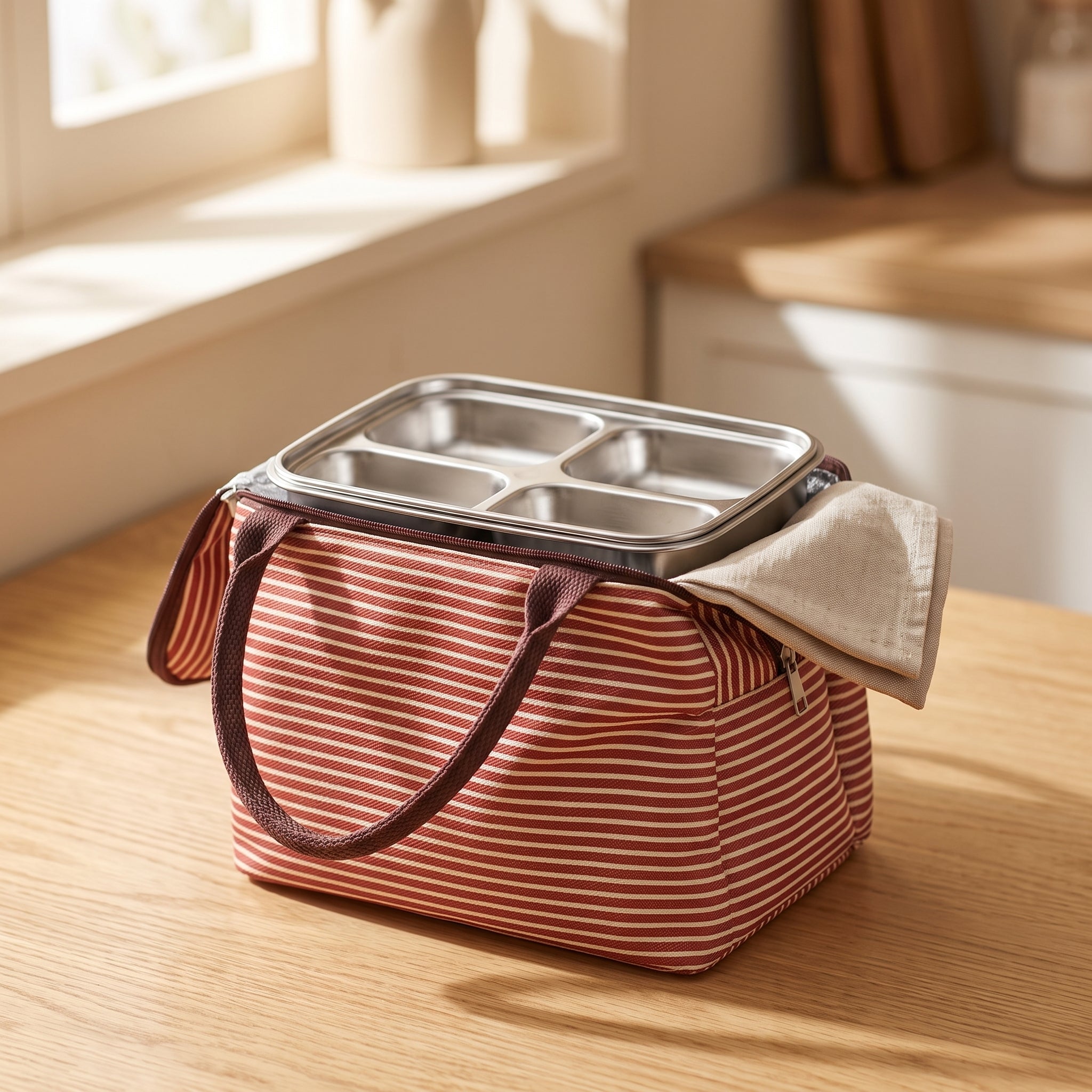 Striped Insulated Lunch Bag