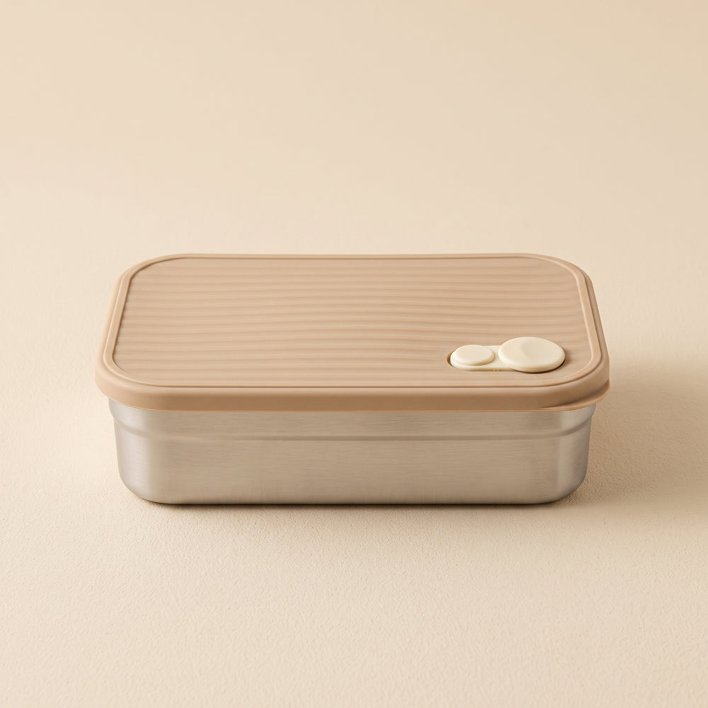 Beige stainless steel bento lunch box