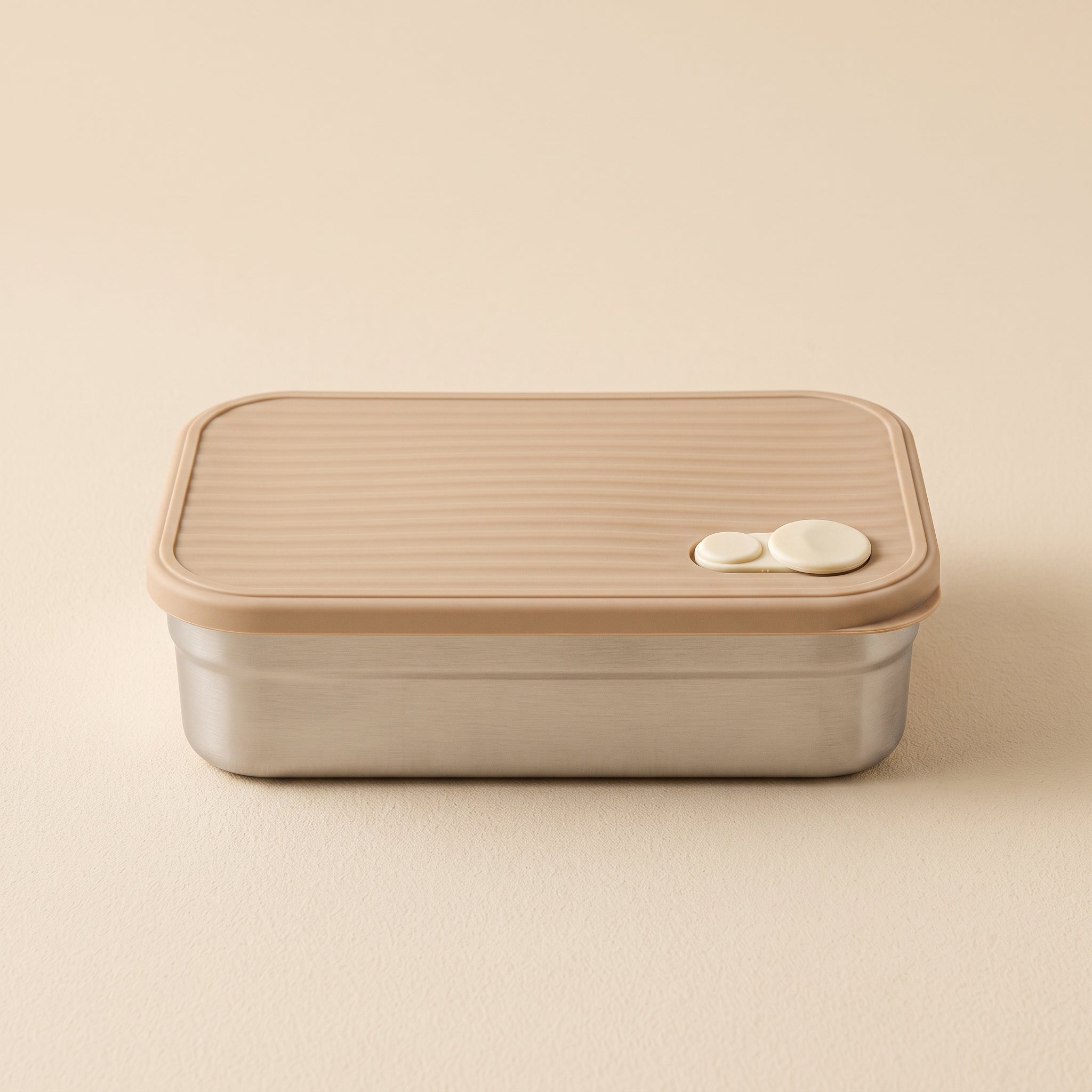 Beige stainless steel bento lunch box