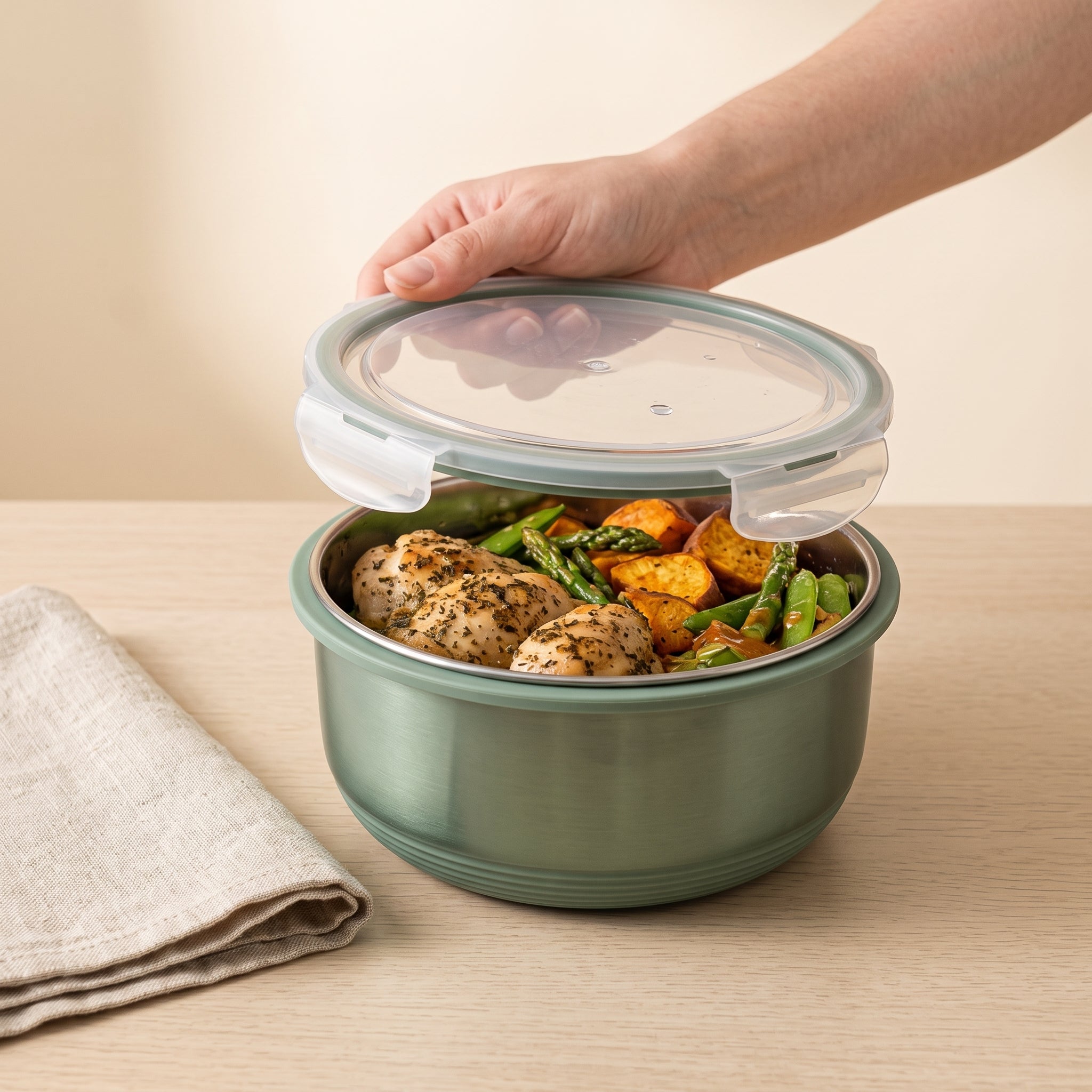 Stackable Stainless Steel Food Storage Bowl Set