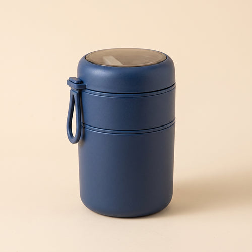 Navy two-level stainless steel thermo food jar