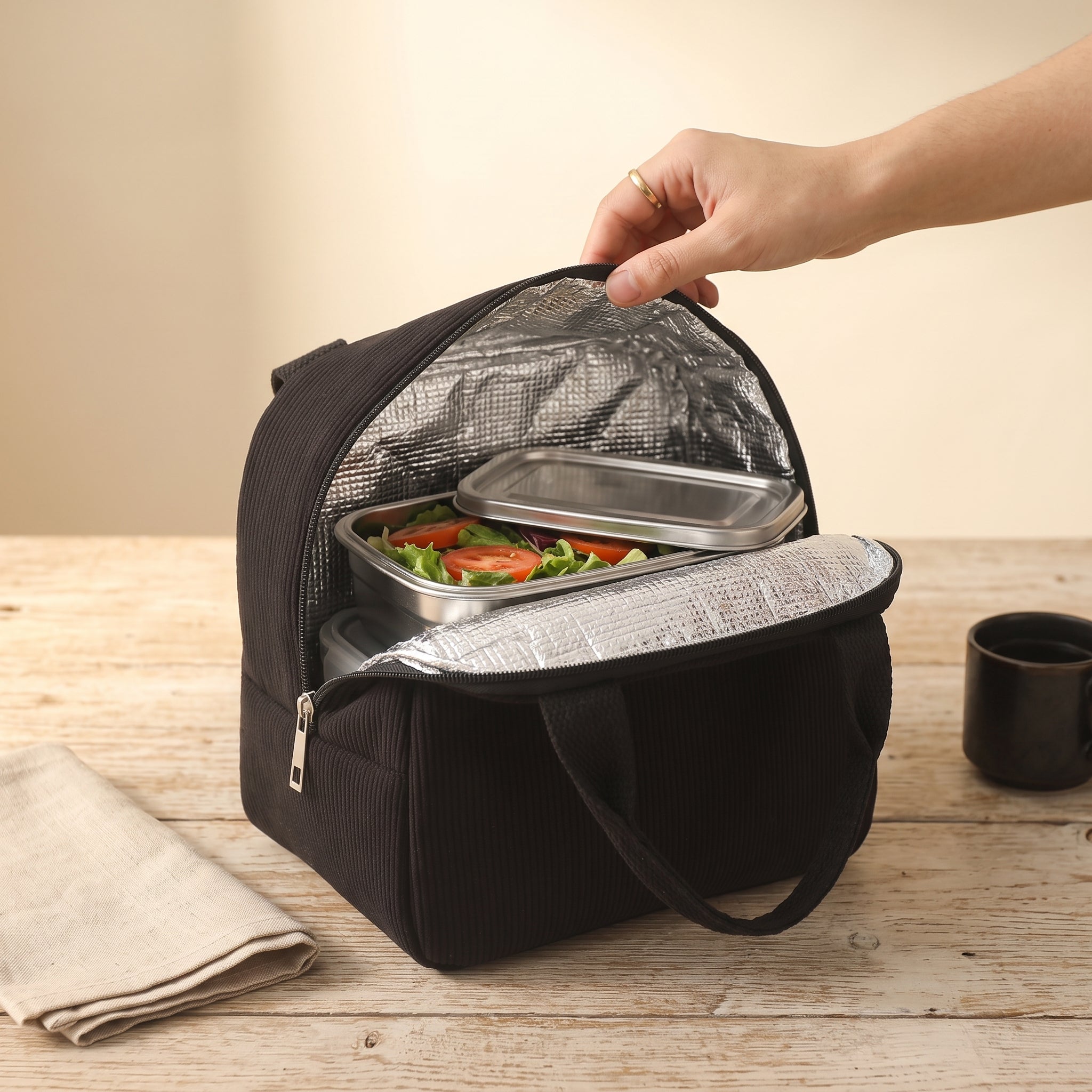 Corduroy Insulated Lunch Bag
